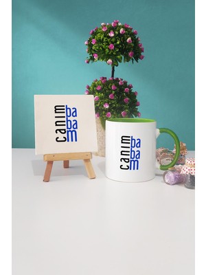 Hedizu Babaya Hediye Canım Babam Yeşil Kupa Bardak Dekoratif Taş