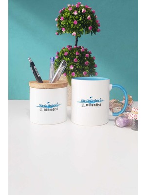 Hedizu Su Ürünleri Mühendisi Mavi Kupa Bardak Kalemlik