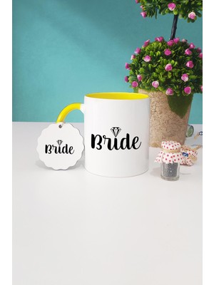 Hedizu Bride Gelin Hediye Sarı Kupa Bardak Anahtarlık