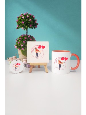 Hedizu Sevgiliye Hediye Turuncu Kupa Bardak Dekoratif Taş Anahtarlık