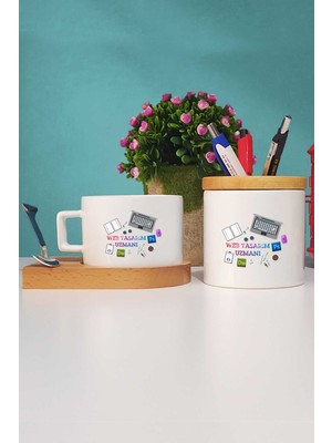 Hedizu Web Tasarım Uzmanı Hediye Ahşap Altlıklı Fincan ve Kalemlik