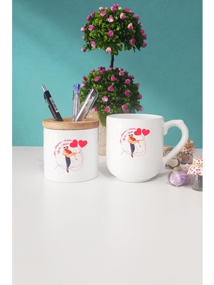 Hedizu Sevgiliye Hediye Oval Kupa Bardak Kalemlik