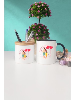 Hedizu  Sevgiliye Hediye Sevgililer Günü Hediyesi Siyah Kupa Bardak Kalemlik