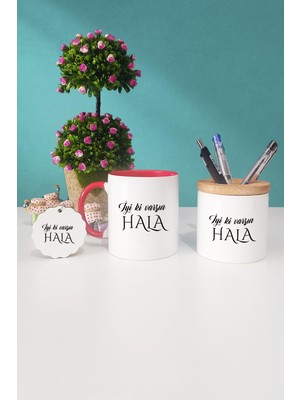Hedizu Iyi Ki Varsın Hala Halaya Hediye Kırmızı Kupa Bardak Kalemlik Anahtarlık