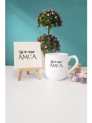 Hedizu  Iyi Ki Varsın Amca Amcaya Hediye Oval Kupa Bardak Dekoratif Taş