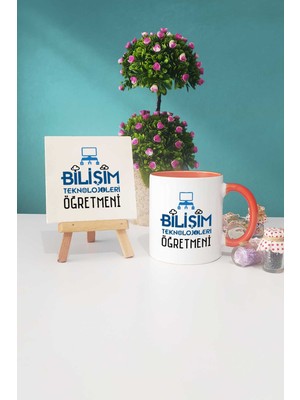 Hedizu Bilişim Teknolojileri Öğretmeni Turuncu Kupa Bardak Dekoratif Taş