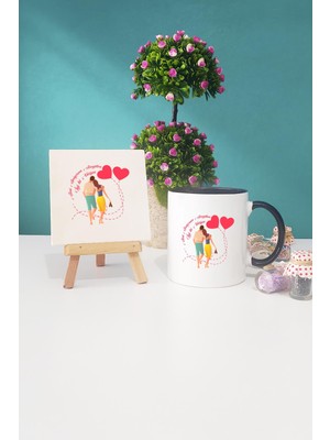 Hedizu  Sevgiliye Hediye Sevgililer Günü Hediyesi Siyah Kupa Bardak Dekoratif Taş