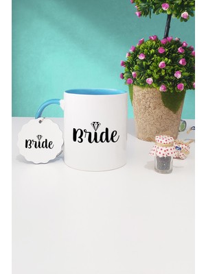 Hedizu Bride Gelin Hediye Mavi Kupa Bardak Anahtarlık
