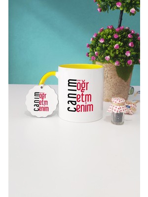 Hedizu Öğretmene Hediye Canım Öğretmenim Sarı Kupa Bardak Anahtarlık