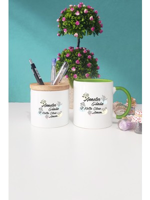 Hedizu Anneler Günü Hediyesi Yeşil Kupa Bardak Kalemlik