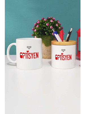 Hedizu Optisyen Hediye Kupa Bardak Beyaz ve Kalemlik