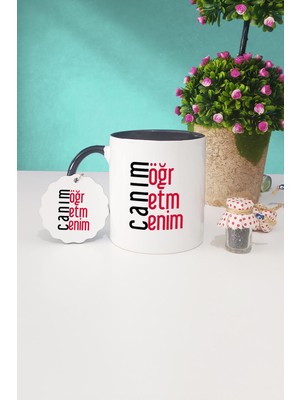 Hedizu Öğretmene Hediye Canım Öğretmenim Siyah Kupa Bardak Anahtarlık