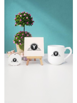 Hedizu Y Harfli Oval Kupa Bardak Dekoratif Taş Anahtarlık