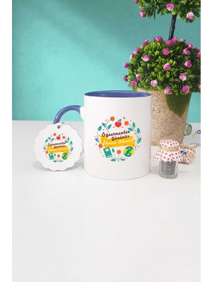 Hedizu Öğretmenler Günü Hediyesi Lacivert Kupa Bardak Anahtarlık