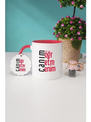 Hedizu Öğretmene Hediye Canım Öğretmenim Kırmızı Kupa Bardak Anahtarlık