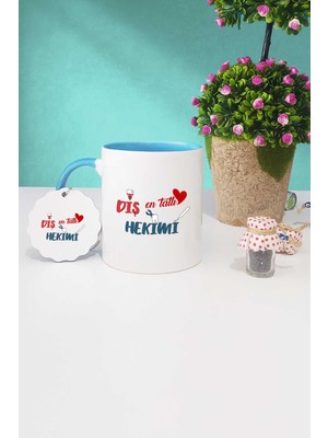 Hedizu En Tatlı Diş Hekimi Mavi Kupa Bardak Anahtarlık