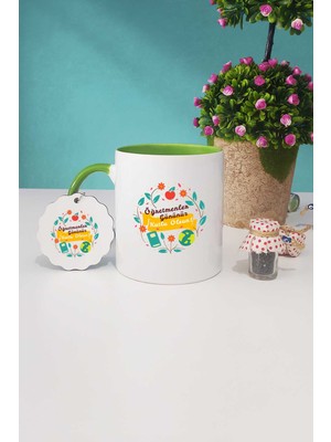 Hedizu Öğretmenler Günü Hediyesi Yeşil Kupa Bardak Anahtarlık