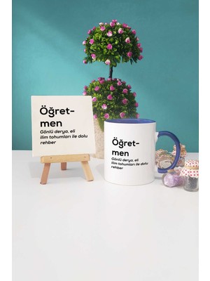 Hedizu Öğretmenler Günü Hediyesi Lacivert Kupa Bardak Dekoratif Taş