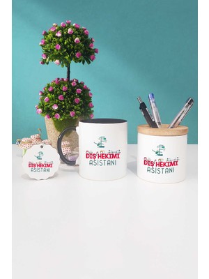 Hedizu Diş Hekimi Asistanı Siyah Kupa Bardak Kalemlik Anahtarlık