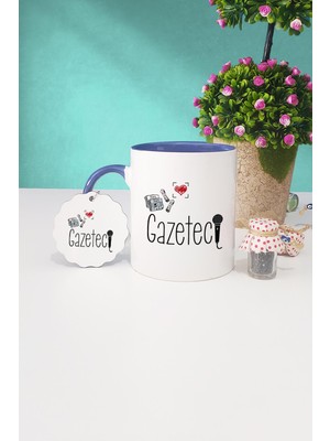 Hedizu Gazeteci Lacivert Kupa Bardak Anahtarlık