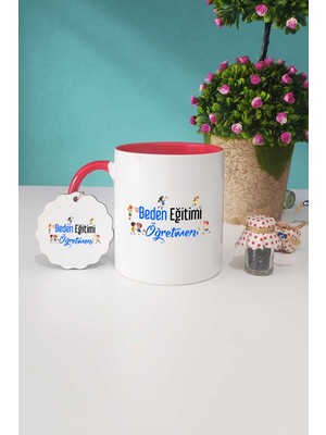 Hedizu Beden Eğitimi Öğretmeni Kırmızı Kupa Bardak Anahtarlık