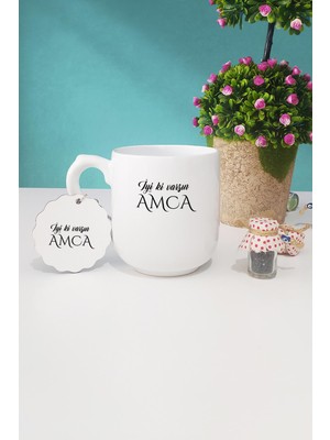 Hedizu  Iyi Ki Varsın Amca Amcaya Hediye Oval Kupa Bardak Anahtarlık