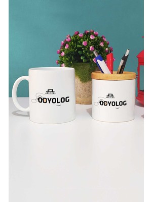 Hedizu Odyolog Hediye Kupa Bardak Beyaz ve Kalemlik
