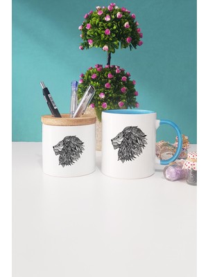 Hedizu Aslan Mavi Kupa Bardak Kalemlik