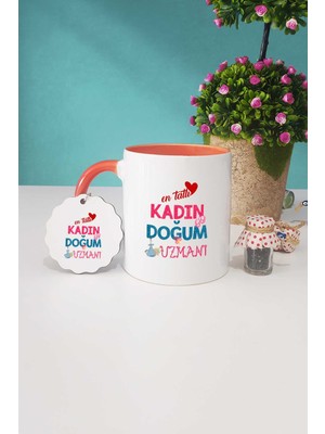 Hedizu En Tatlı Kadın Doğum Uzmanı Hediye Turuncu Kupa Bardak Anahtarlık