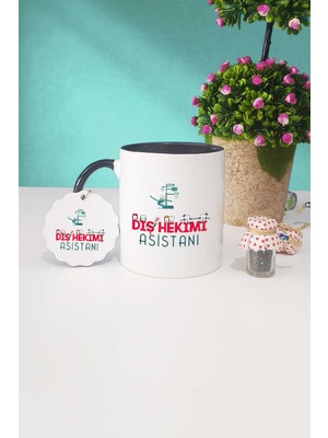 Hedizu Diş Hekimi Asistanı Siyah Kupa Bardak Anahtarlık