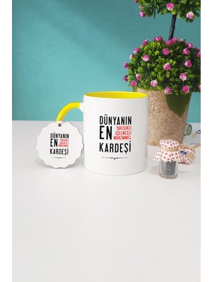 Hedizu Erkek Kardeşe Hediye Sarı Kupa Bardak Anahtarlık