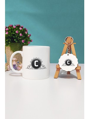 Hedizu C Harfli Kupa Bardak ve Anahtarlık