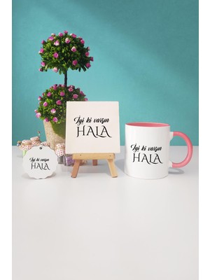 Hedizu Iyi Ki Varsın Hala Halaya Hediye Pembe Kupa Bardak Dekoratif Taş Anahtarlık
