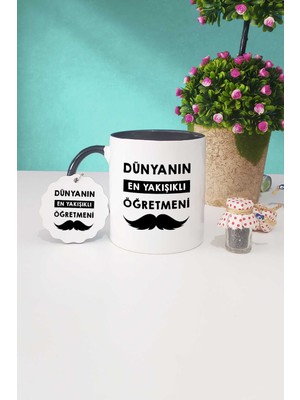 Hedizu Dünyanın En Yakışıklı Öğretmeni Siyah Kupa Bardak Anahtarlık