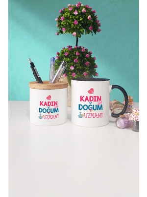 Hedizu Kadın Doğum Uzmanı Hediye Siyah Kupa Bardak Kalemlik