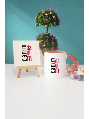 Hedizu Dayıya Hediye Canım Dayım Turuncu Kupa Bardak Dekoratif Taş