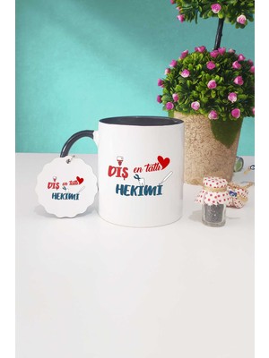 Hedizu En Tatlı Diş Hekimi Siyah Kupa Bardak Anahtarlık