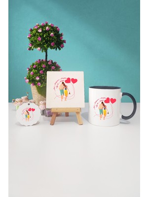 Hedizu  Sevgiliye Hediye Sevgililer Günü Hediyesi Siyah Kupa Bardak Dekoratif Taş Anahtarlık