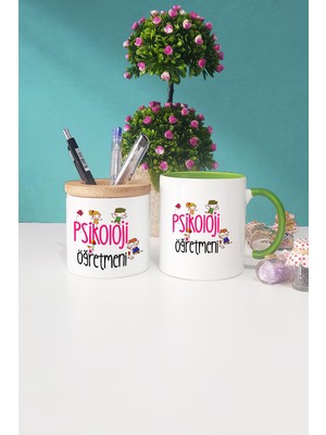 Hedizu Psikoloji Öğretmeni Hediye Yeşil Kupa Bardak Kalemlik