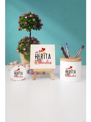 Hedizu En Tatlı Harita Mühendisi Dekoratif Taş Anahtarlık Kalemlik