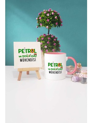 Hedizu Petrol ve Doğalgaz Mühendisi Pembe Kupa Bardak Dekoratif Taş