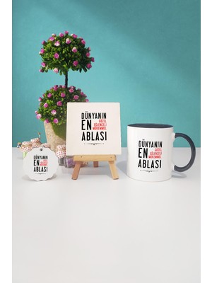 Hedizu Ablaya Hediye Siyah Kupa Bardak Dekoratif Taş Anahtarlık