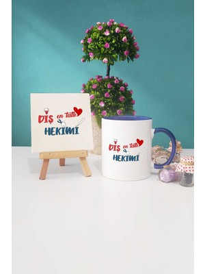 Hedizu En Tatlı Diş Hekimi Lacivert Kupa Bardak Dekoratif Taş