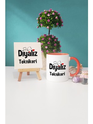 Hedizu Diyaliz Teknikeri Hediye Turuncu Kupa Bardak Dekoratif Taş
