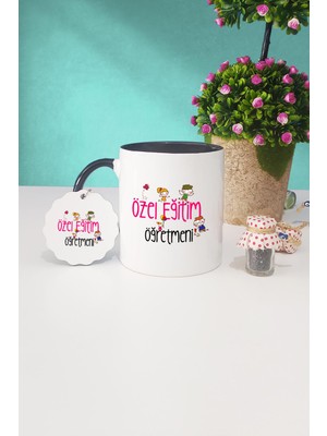 Hedizu Özel Eğitim Öğretmeni Hediye Siyah Kupa Bardak Anahtarlık