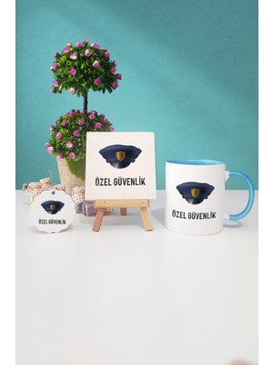 Hedizu Özel Güvenlik Mavi Kupa Bardak Dekoratif Taş Anahtarlık