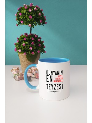 Hedizu Teyzeye Hediye Mavi Kupa Bardak Anahtarlık