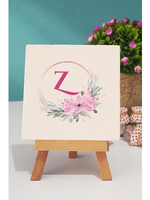 Hedizu Çiçekli Z Harfli Dekoratif Taş Baskı