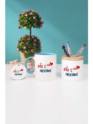 Hedizu En Tatlı Diş Hekimi Mavi Kupa Bardak Kalemlik Anahtarlık