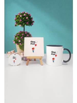 Hedizu Ütopyalar Güzeldir Siyah Kupa Bardak Dekoratif Taş Anahtarlık